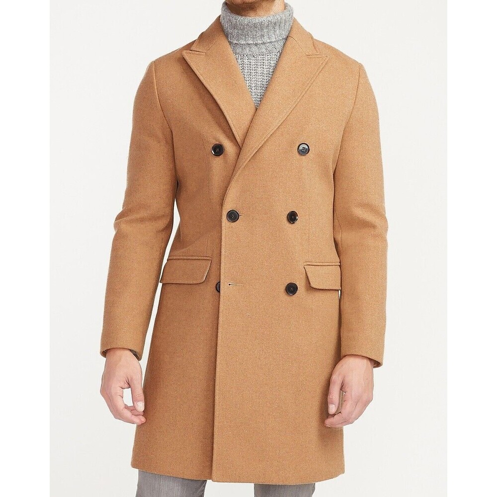 $298 LIGHT BROWN WATER RESISTANT WOOL BLEND TRENCH COAT SZ XS EXTRA SMALL